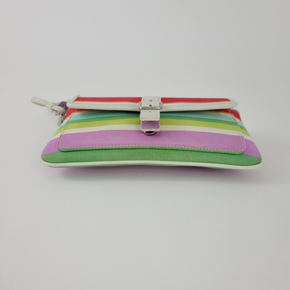 Coach Hamptons Strim Leather Canvas Wristlet Clutch Wallet - Picture 3 of 8